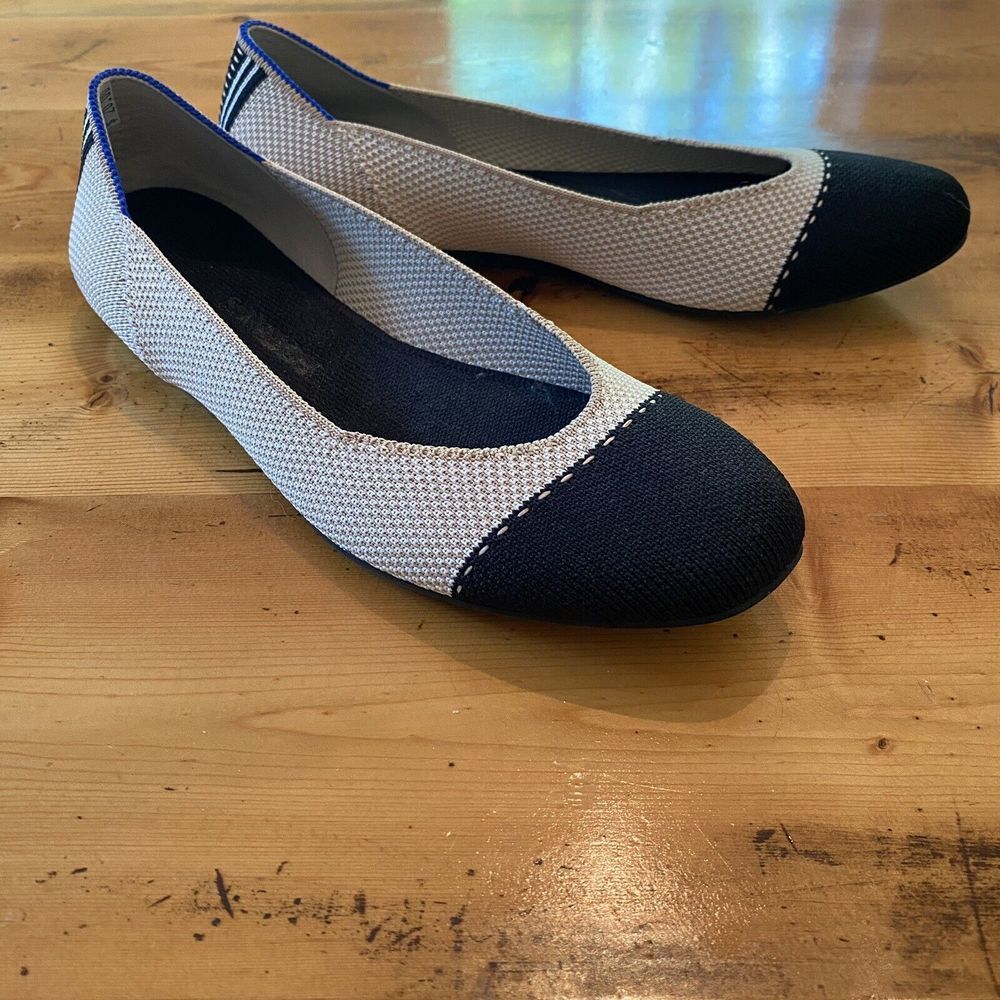 Rothy's THE SQUARE TUXEDO TWO TONE WOMEN'S FLATS Size 8 No Box